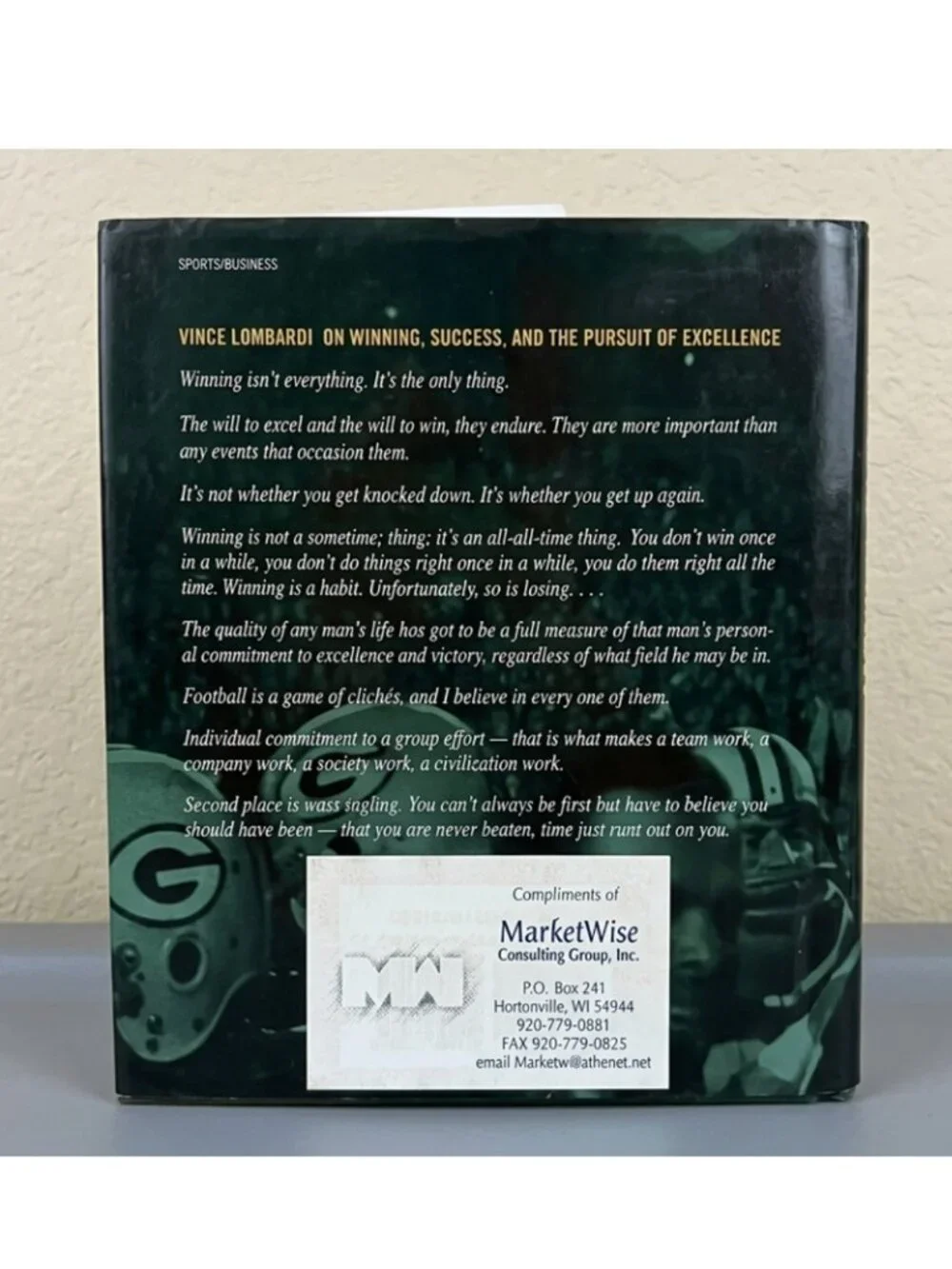 NWOT | Winning Is a Habit Hardcover by Vince Lombardi – Signed by Gary George